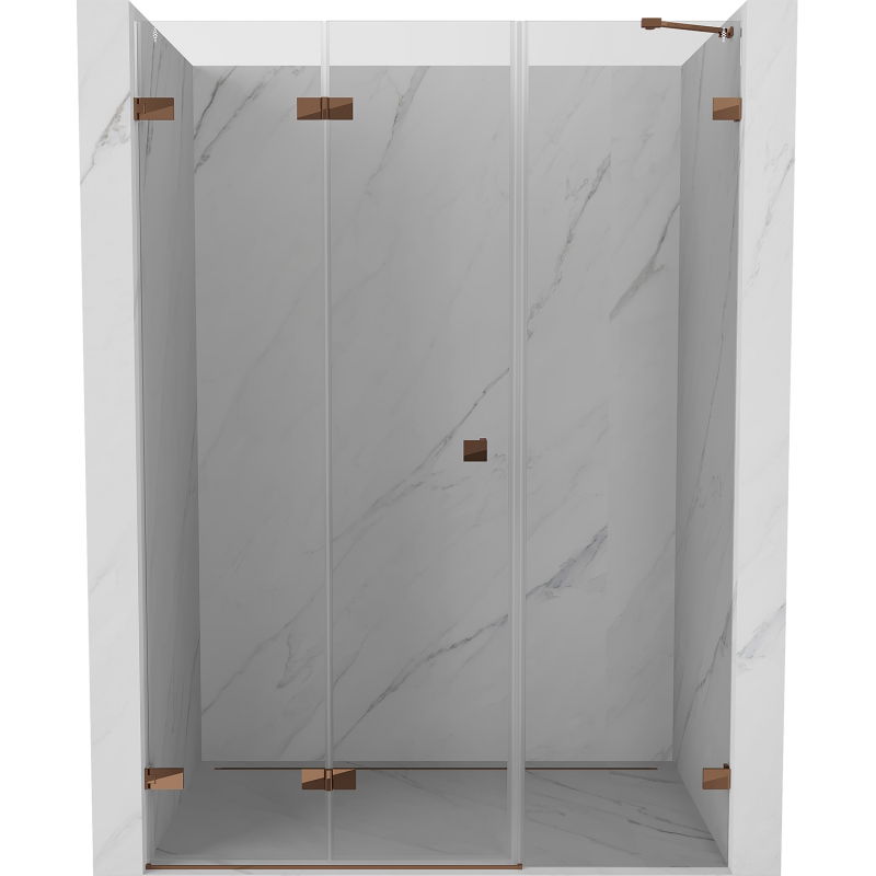 Mexen Lunar-F porte de douche pliante gauche 140 cm, transparent, or rose - 836S-140-050-60-00-L