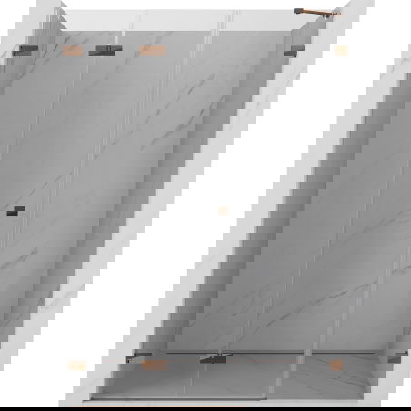 Mexen Lunar-F porte de douche pliante gauche 145 cm, transparent, or rose - 836S-145-050-60-00-L