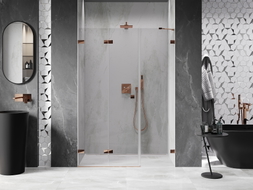 Mexen Lunar-F porte de douche pliantes gauche 150 cm, transparentes, or rose - 836S-150-050-60-00-L