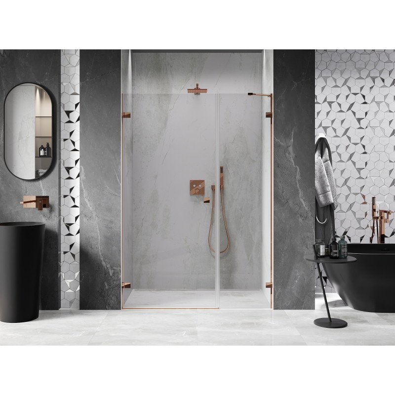 Mexen Lunar-B porte de douche pivotante gauche 125 cm, transparent, or rose - 832S-125-050-60-00-L