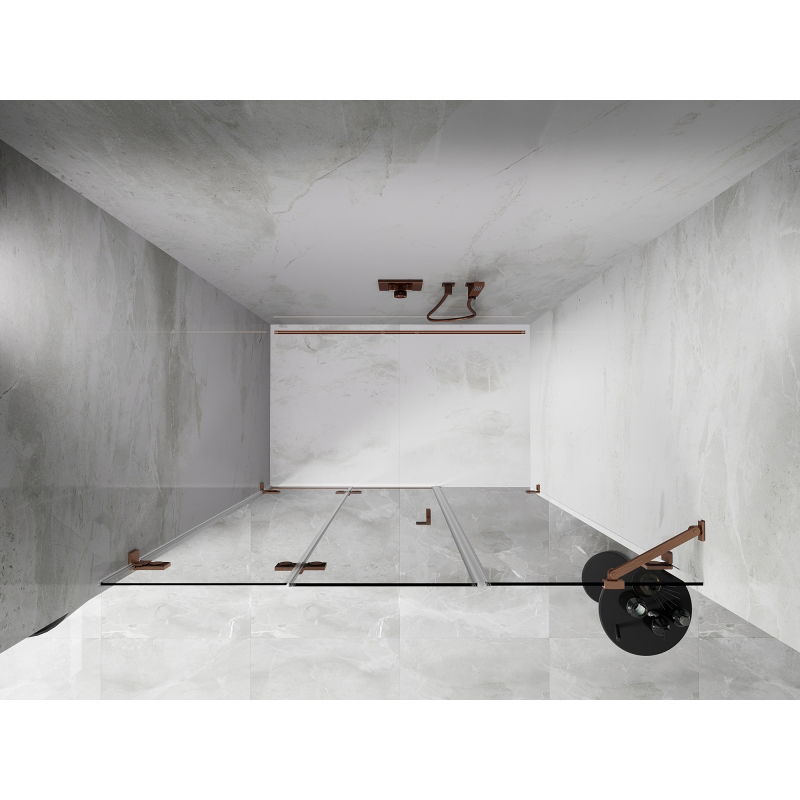 Mexen Lunar-F portes de douche pliantes gauche 120 cm, transparent, cuivre brossé - 836S-120-050-65-00-L