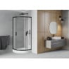 Mexen Rio cabine de douche semi-circulaire 70 x 70 cm, givre, noir + receveur de douche Rio, blanc - 863-070-070-70-30-4710