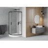 Mexen Rio cabine de douche semi-circulaire 90 x 90 cm, givrée, noire + receveur de douche, blanc - 863-090-090-70-30-4710
