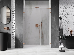 Mexen Lunar-B porte de douche pivotante gauche 120 cm, transparent, cuivre brossé - 832S-120-050-65-00-L