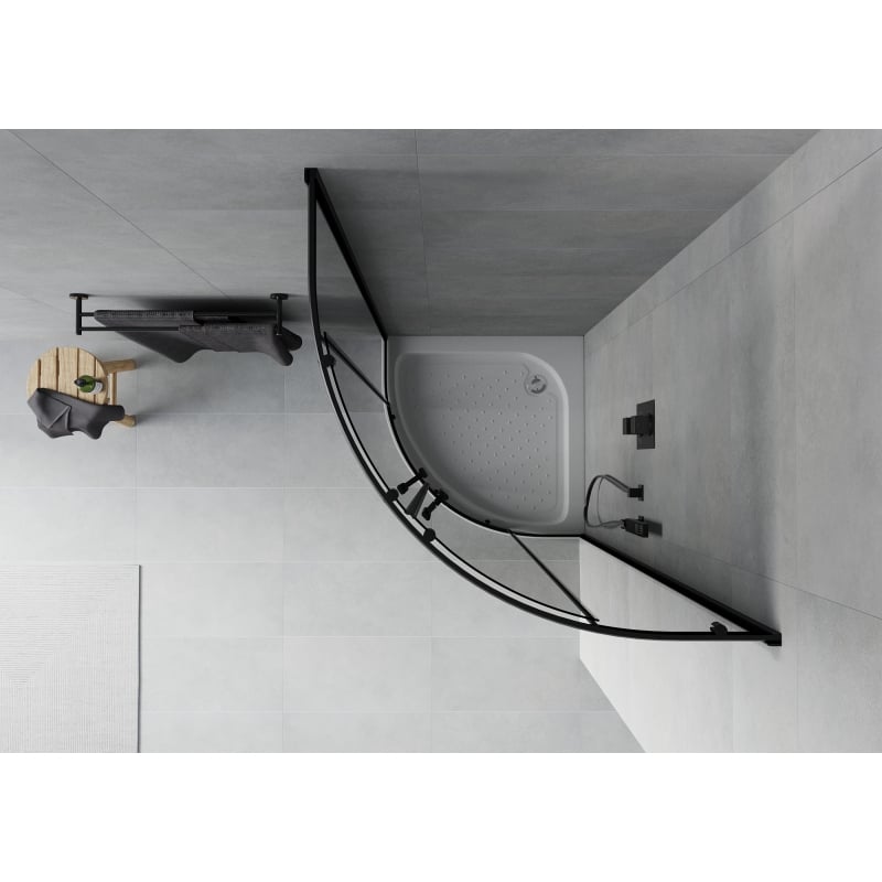 Mexen Rio cabine de douche semi-circulaire 70 x 70 cm, graphite, noir + receveur, blanc - 863-070-070-70-40-4710