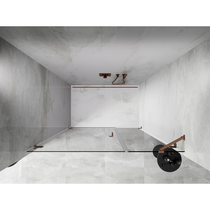 Mexen Lunar-B porte de douche pivotante gauche 140 cm, transparent, cuivre brossé - 832S-140-050-65-00-L