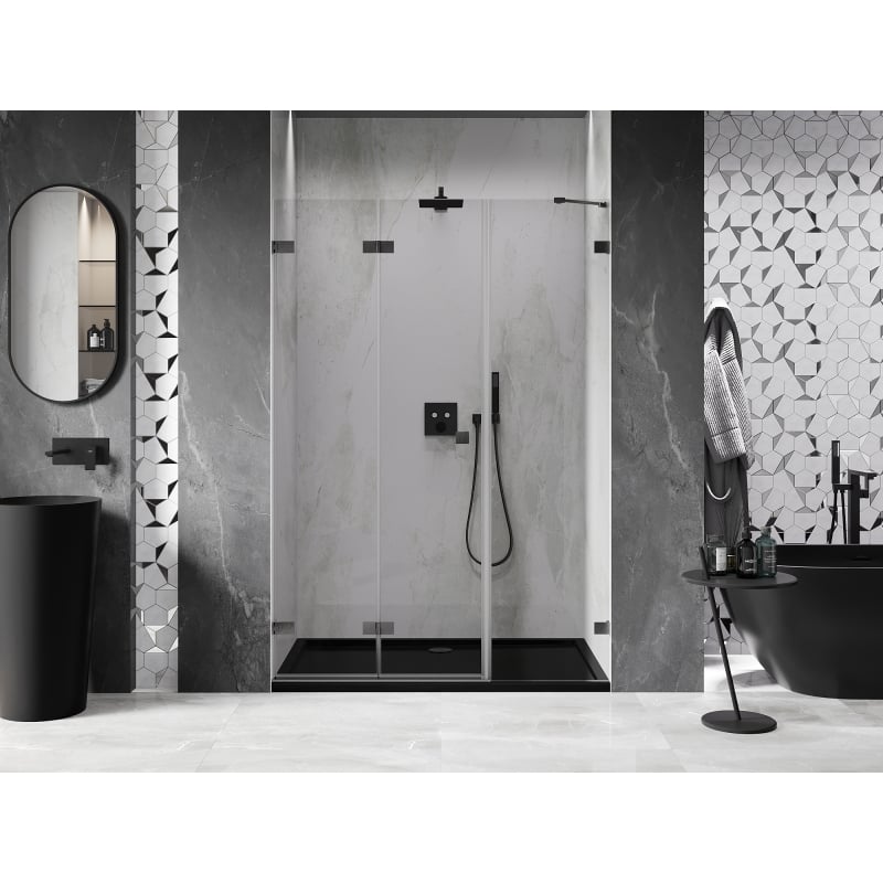 Mexen Lunar-F porte de douche pliantes gauche 145 cm, transparent, gris canon brossé - 836S-145-050-66-00-L