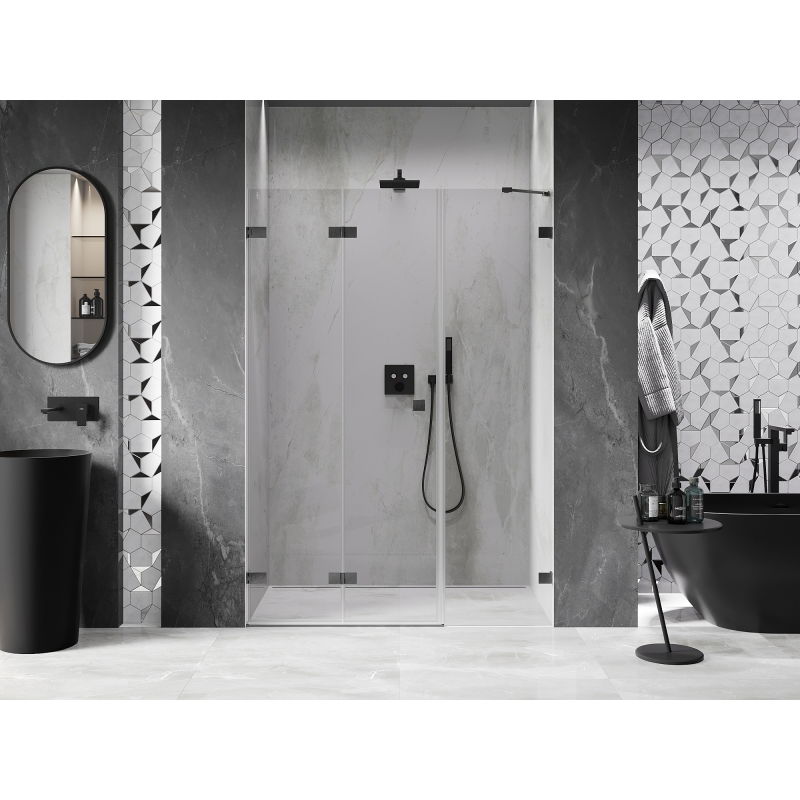 Mexen Lunar-F porte de douche pliantes gauche 150 cm, transparent, gris pistolet brossé - 836S-150-050-66-00-L