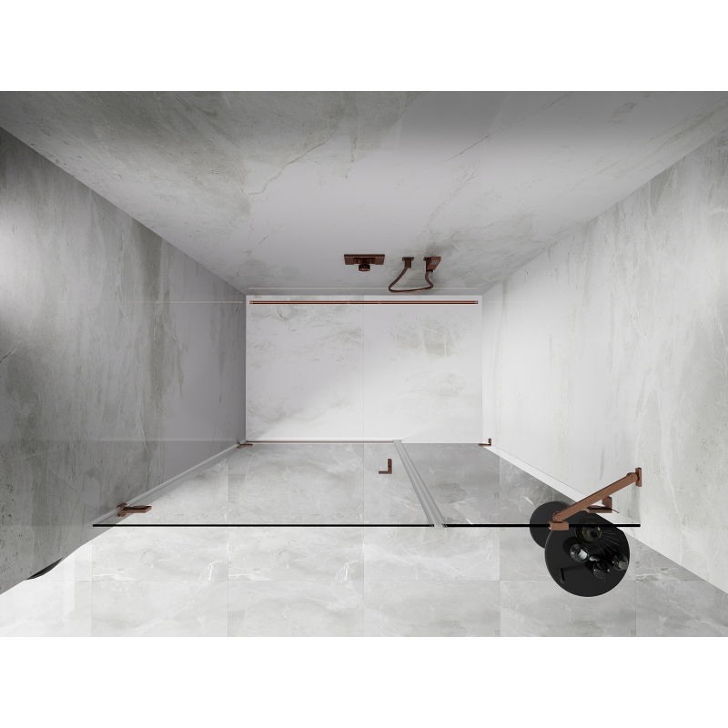 Mexen Lunar-B porte de douche pivotante gauche 145 cm, transparent, cuivre brossé - 832S-145-050-65-00-L