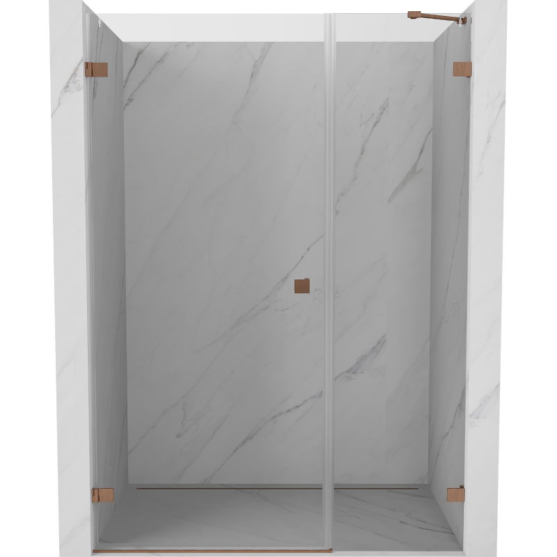 Mexen Lunar-B porte de douche pivotante gauche 145 cm, transparent, cuivre brossé - 832S-145-050-65-00-L