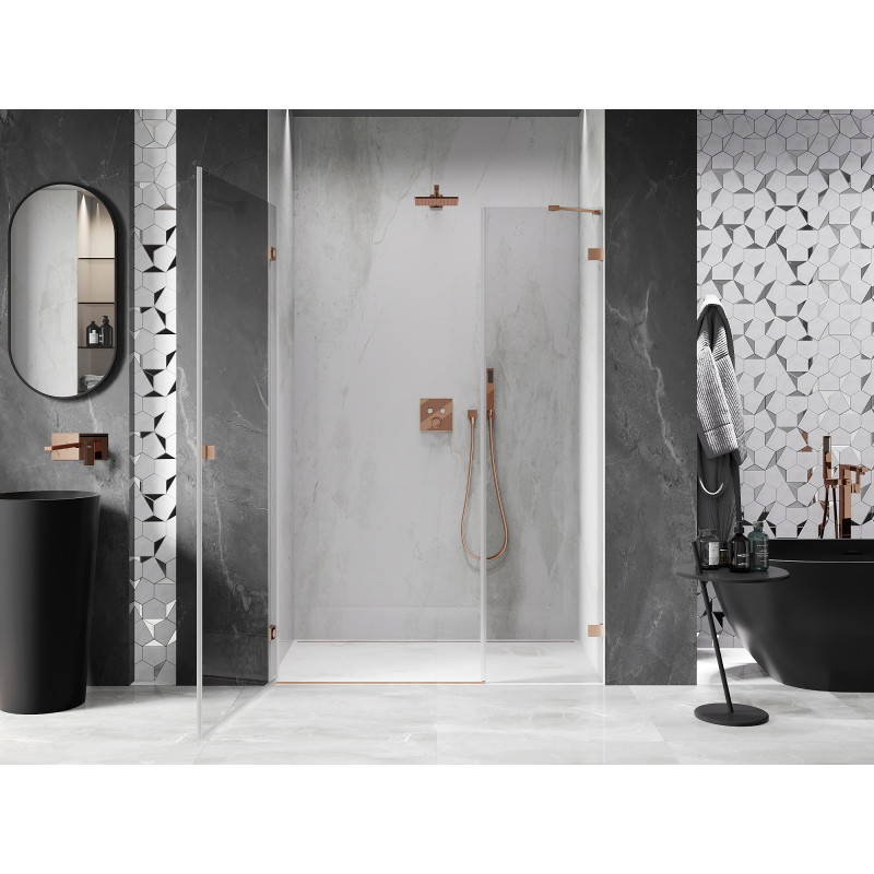 Mexen Lunar-B porte de douche pivotante gauche 150 cm, transparent, cuivre brossé - 832S-150-050-65-00-L