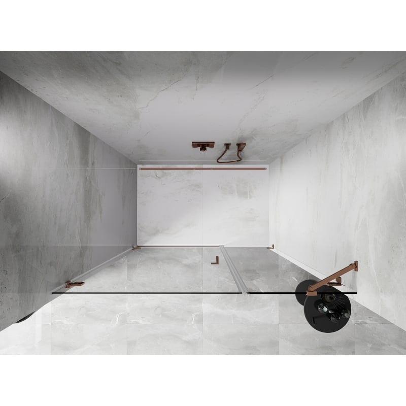 Mexen Lunar-B porte de douche pivotante gauche 150 cm, transparent, cuivre brossé - 832S-150-050-65-00-L