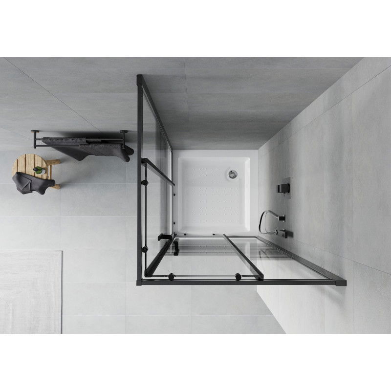 Mexen Rio cabine de douche carrée 80 x 80 cm, bandes noires, noire + receveur de douche, blanc - 860-080-080-70-20-4510