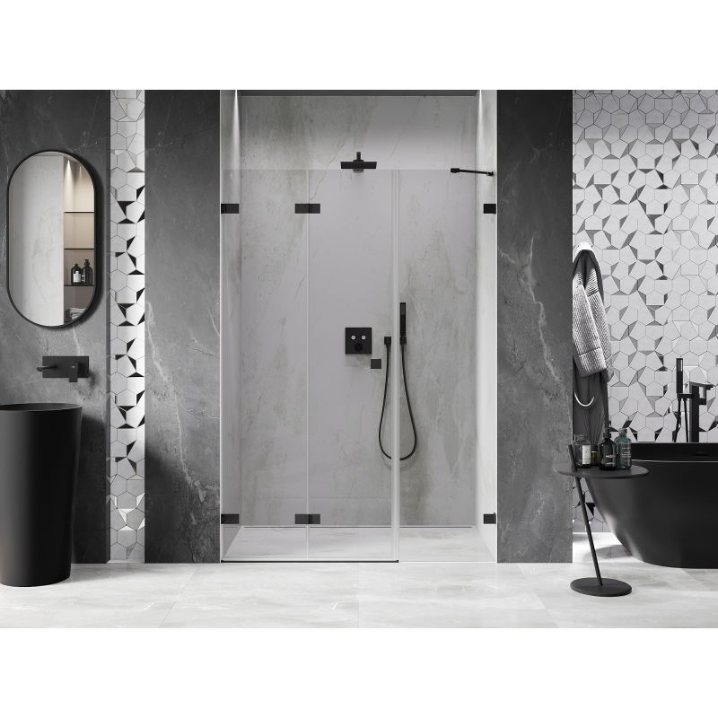 Mexen Lunar-F porte de douche pliante gauche 115 cm, transparent, noir - 836S-115-050-70-00-L