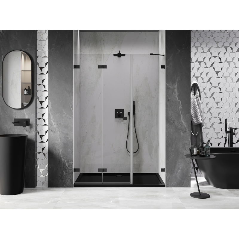 Mexen Lunar-F porte de douche pliante gauche 120 cm, transparent, noir - 836S-120-050-70-00-L