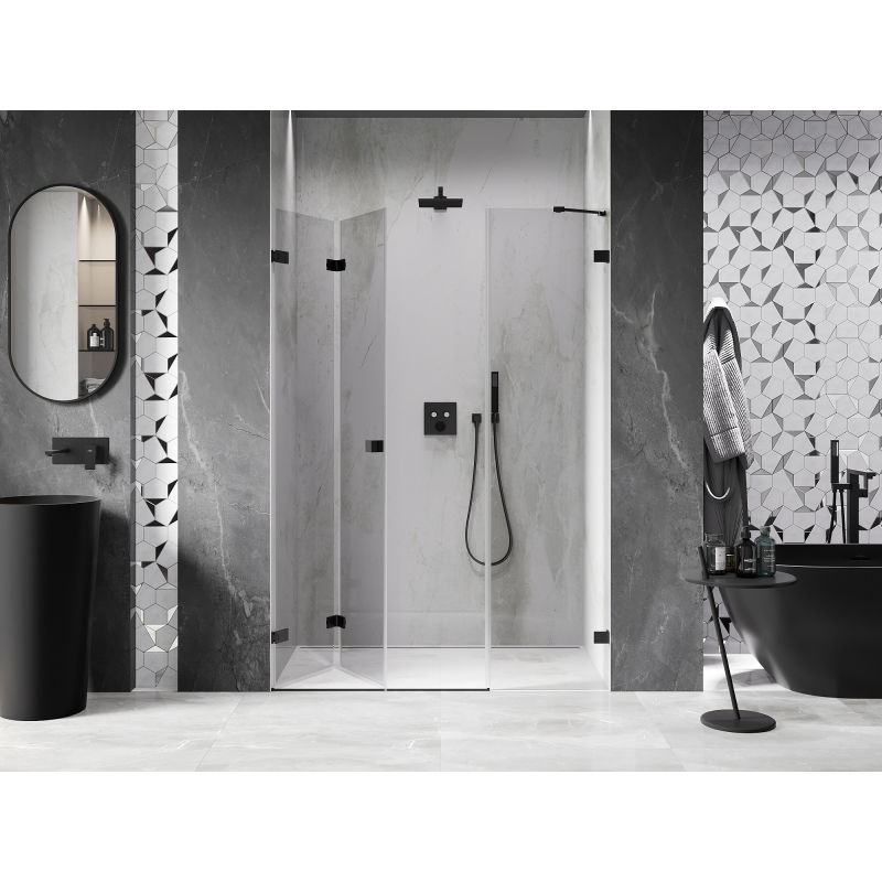 Mexen Lunar-F porte de douche pliante gauche 125 cm, transparent, noir - 836S-125-050-70-00-L