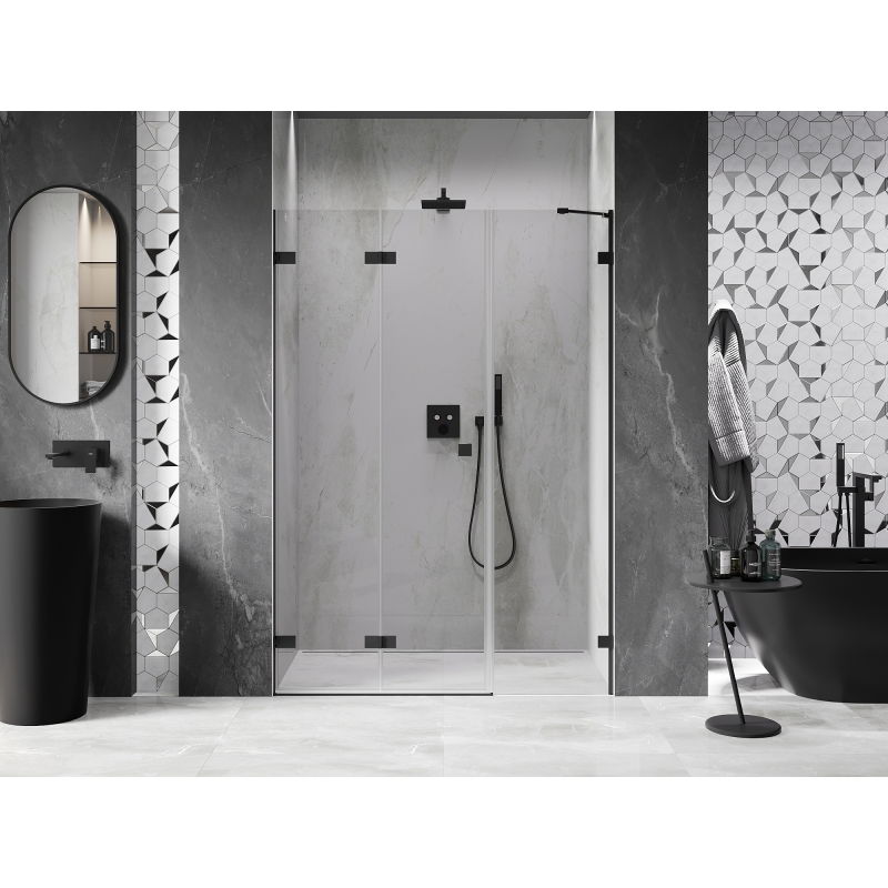 Mexen Lunar-F porte de douche pliables gauche 130 cm, transparent, noir - 836S-130-050-70-00-L