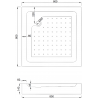 Mexen Rio cabine de douche carrée 80 x 80 cm, bandes, noire + bac Rio, blanc - 860-080-080-70-20-4510