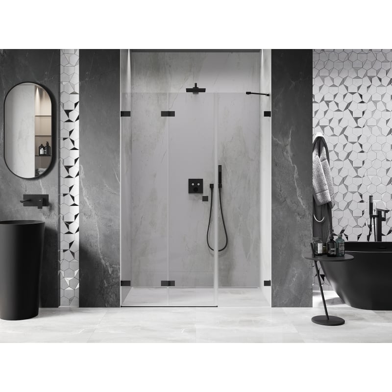 Mexen Lunar-F porte de douche pliante gauche 145 cm, transparent, noir - 836S-145-050-70-00-L