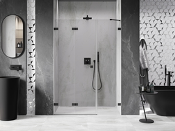 Mexen Lunar-F porte de douche pliante gauche 145 cm, transparent, noir - 836S-145-050-70-00-L