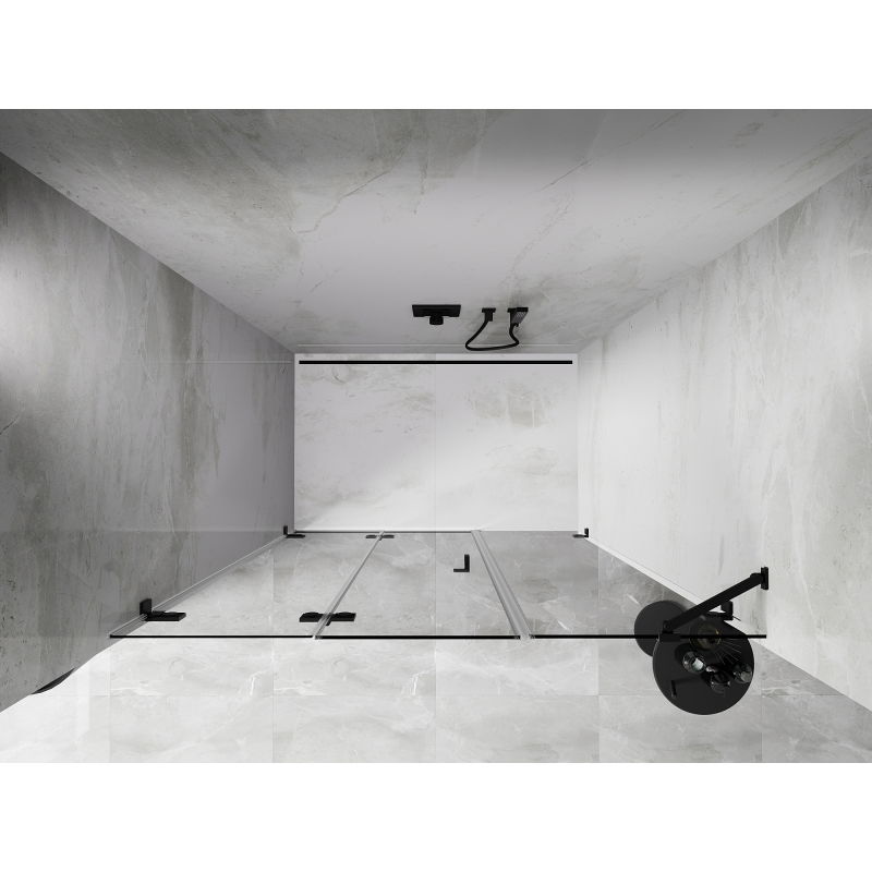 Mexen Lunar-F porte de douche pliable gauche 150 cm, transparent, noir - 836S-150-050-70-00-L