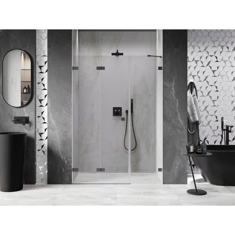 Mexen Lunar-F porte de douche pliante gauche 140 cm, transparent, gun metal - 836S-140-050-95-00-L