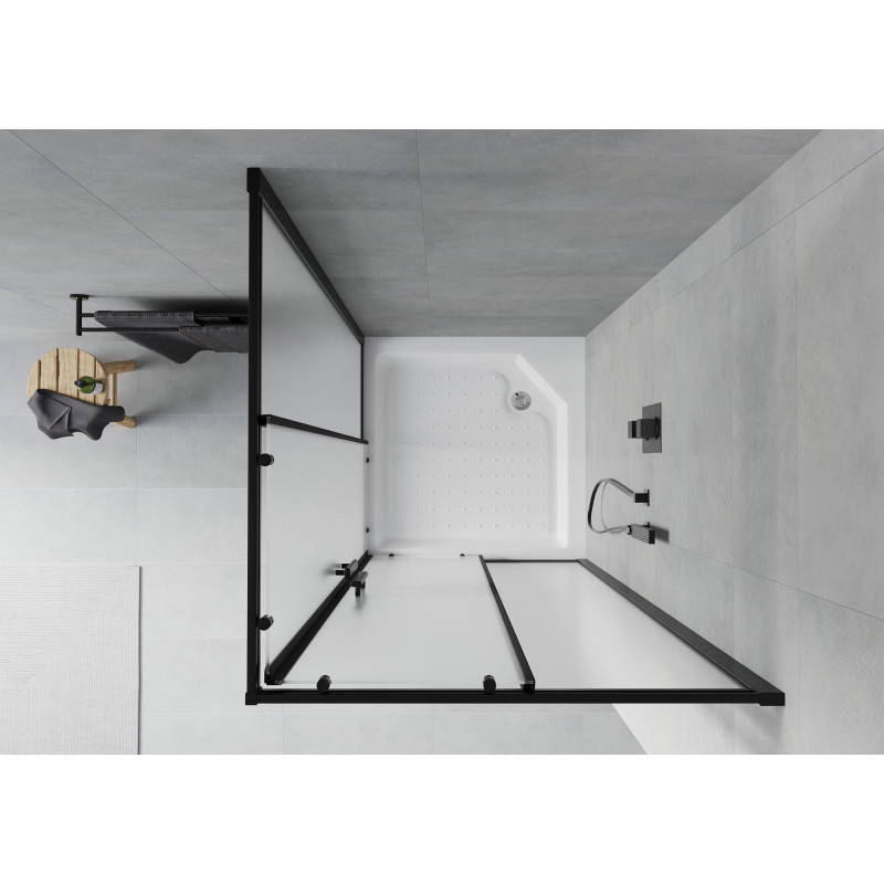 Mexen Rio cabine de douche carrée 90 x 90 cm, dépoli, noir + receveur de douche, blanc - 860-090-090-70-30-4510