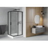 Mexen Rio cabine de douche carrée 90 x 90 cm, givrée, noire + receveur, blanc - 860-090-090-70-30-4510