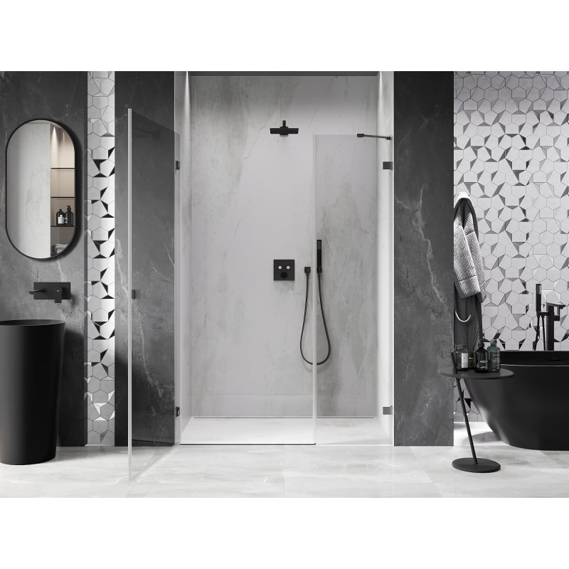 Mexen Lunar-B porte de douche pivotante gauche 130 cm, transparent, gris canon brossé - 832S-130-050-66-00-L