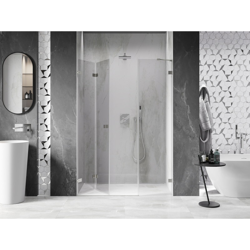 Mexen Lunar-F porte de douche pliante gauche 110 cm, transparent, nickel brossé - 836S-110-050-97-00-L