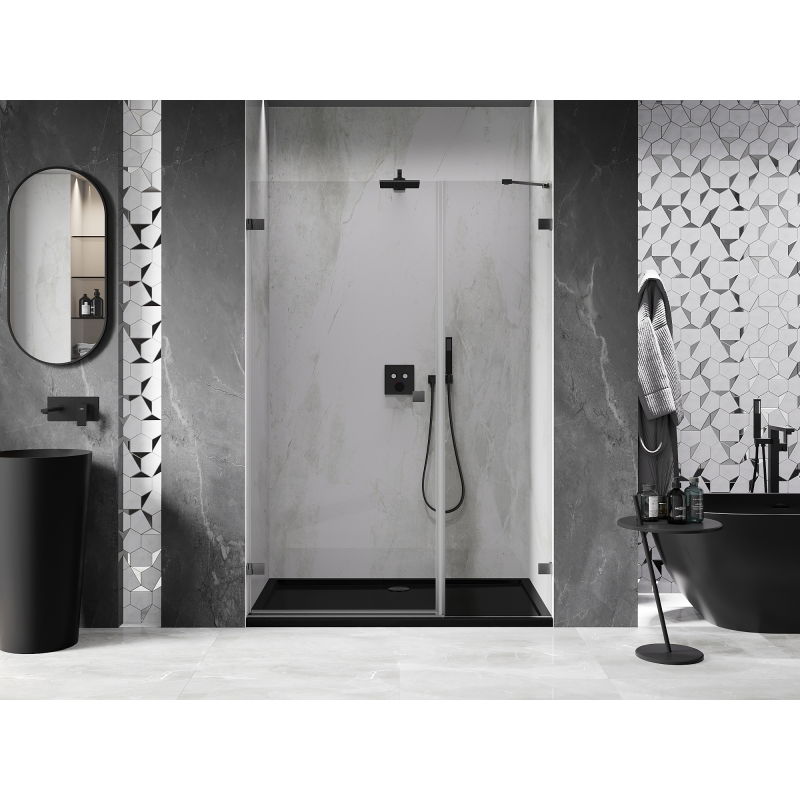 Mexen Lunar-B porte de douche pivotante gauche 135 cm, transparent, gris canon brossé - 832S-135-050-66-00-L