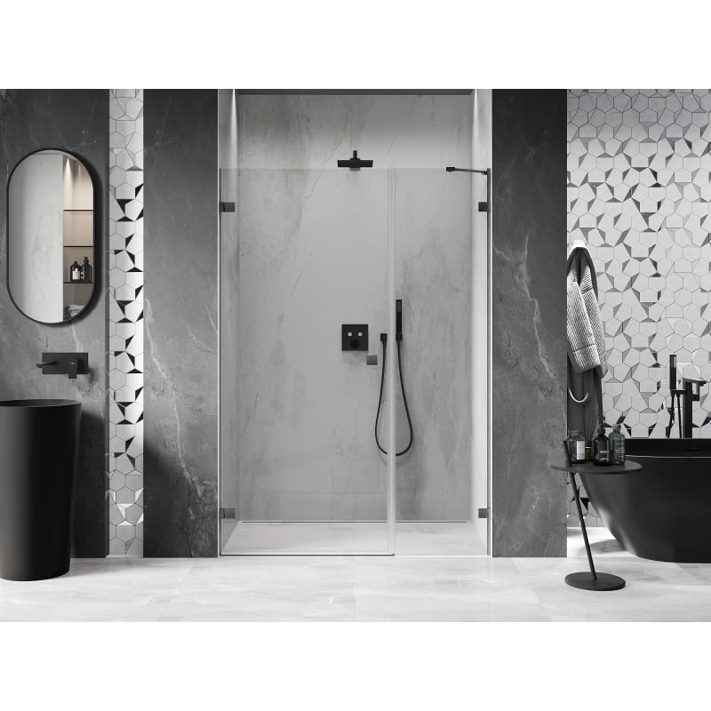 Mexen Lunar-B porte de douche pivotante gauche 145 cm, transparent, gris canon brossé - 832S-145-050-66-00-L