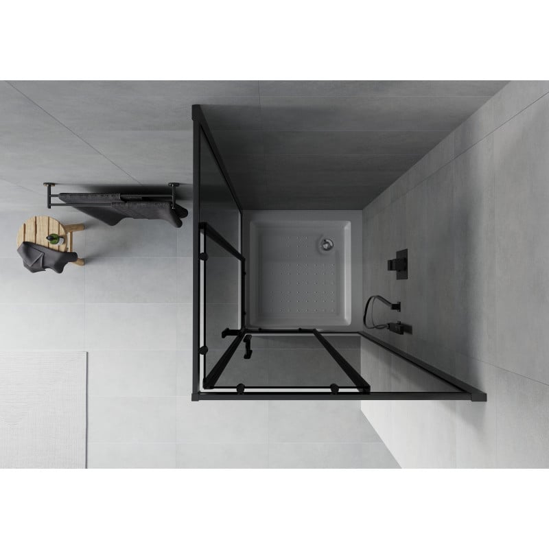 Mexen Rio cabine de douche carrée 80 x 80 cm, graphite, noire + receveur Rio, blanc - 860-080-080-70-40-4510