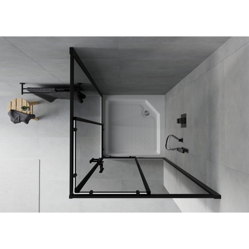 Mexen Rio cabine de douche carrée 90 x 90 cm, graphite, noir + receveur, blanc - 860-090-090-70-40-4510