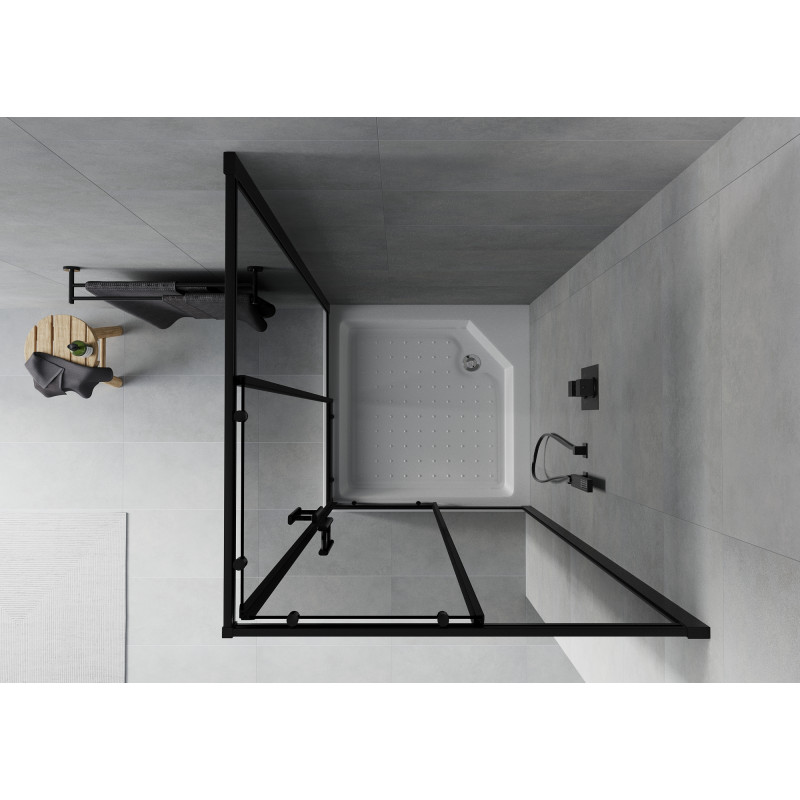Mexen Rio cabine de douche carrée 90 x 90 cm, graphite, noir + receveur Rio, blanc - 860-090-090-70-40-4510