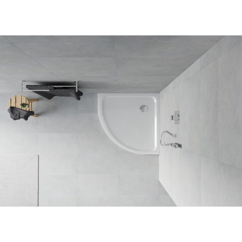 Mexen Flat receveur de douche demi-rond slim 100 x 100 cm, blanc, siphon chromé - 41101010