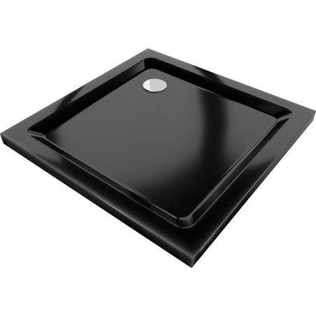 Mexen Flat receveur de douche carré slim 70 x 70 cm, Noir, siphon Chrome - 40707070