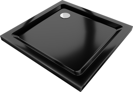 Mexen Flat receveur de douche carré slim 70 x 70 cm, Noir, siphon Chrome - 40707070