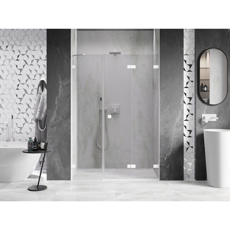 Mexen Lunar-F porte de douche pliante droite 125 cm, transparent, blanc - 836S-125-050-20-00-P