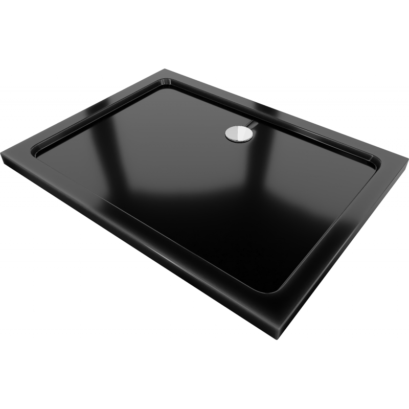 Mexen Flat receveur de douche rectangulaire slim 80 x 70 cm, Noir, siphon Chrome - 40707080