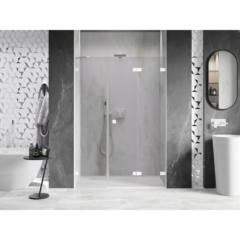 Mexen Lunar-F porte de douche pliantes droite 150 cm, transparent, blanc - 836S-150-050-20-00-P