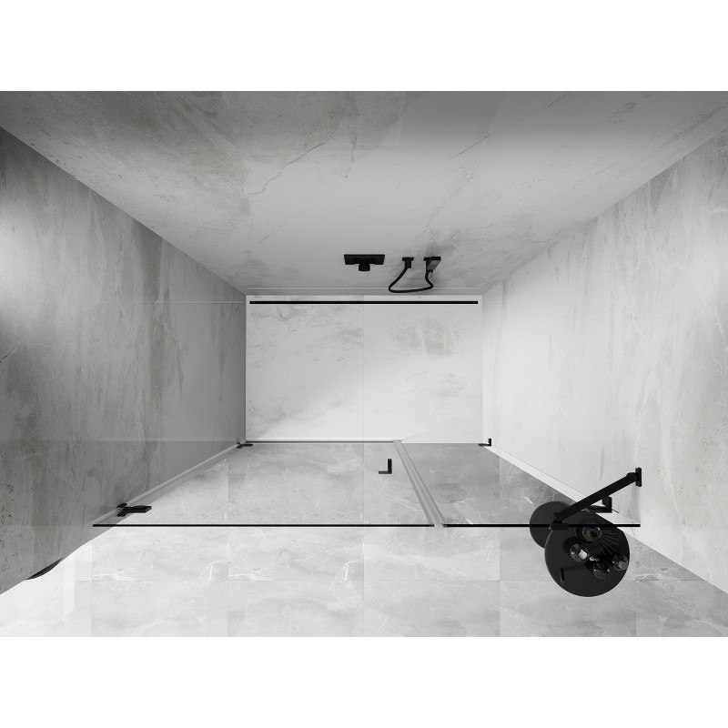 Mexen Lunar-B porte de douche pivotante gauche 110 cm, transparent, noir - 832S-110-050-70-00-L