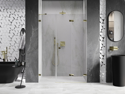 Mexen Lunar-F portes de douche pliantes droites 120 cm, transparent, doré - 836S-120-050-50-00-P