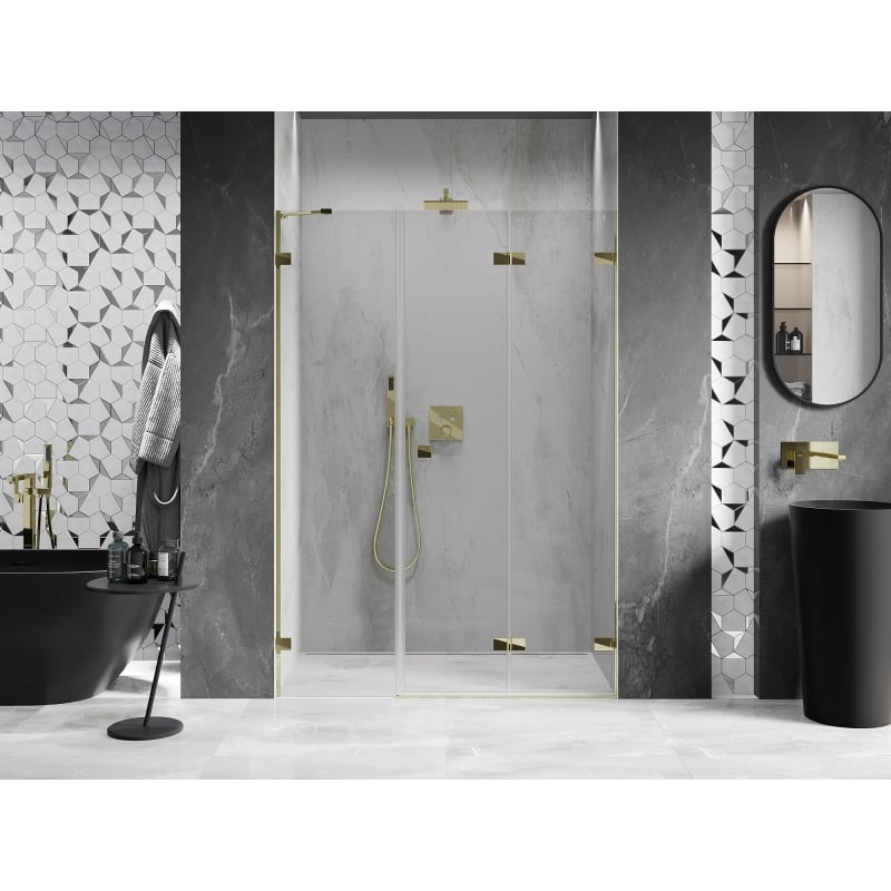 Mexen Lunar-F porte de douche pliable droite 125 cm, transparent, doré - 836S-125-050-50-00-P