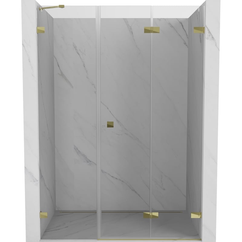 Mexen Lunar-F portes de douche pliantes droites 130 cm, transparentes, dorées - 836S-130-050-50-00-P