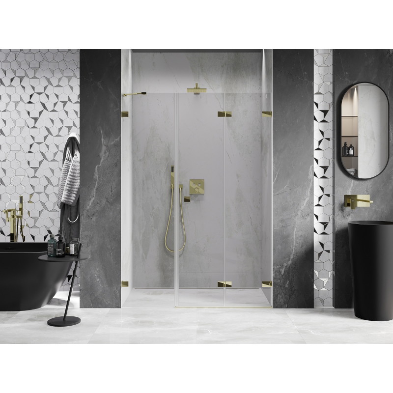 Mexen Lunar-F porte de douche pliantes droites 135 cm, transparent, doré - 836S-135-050-50-00-P