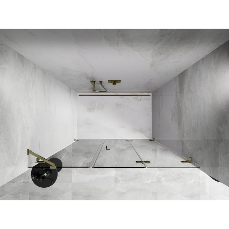 Mexen Lunar-F porte de douche pliantes droites 135 cm, transparent, doré - 836S-135-050-50-00-P