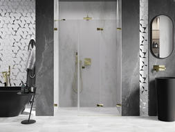 Mexen Lunar-F porte de douche pliable droite 140 cm, transparent, doré - 836S-140-050-50-00-P
