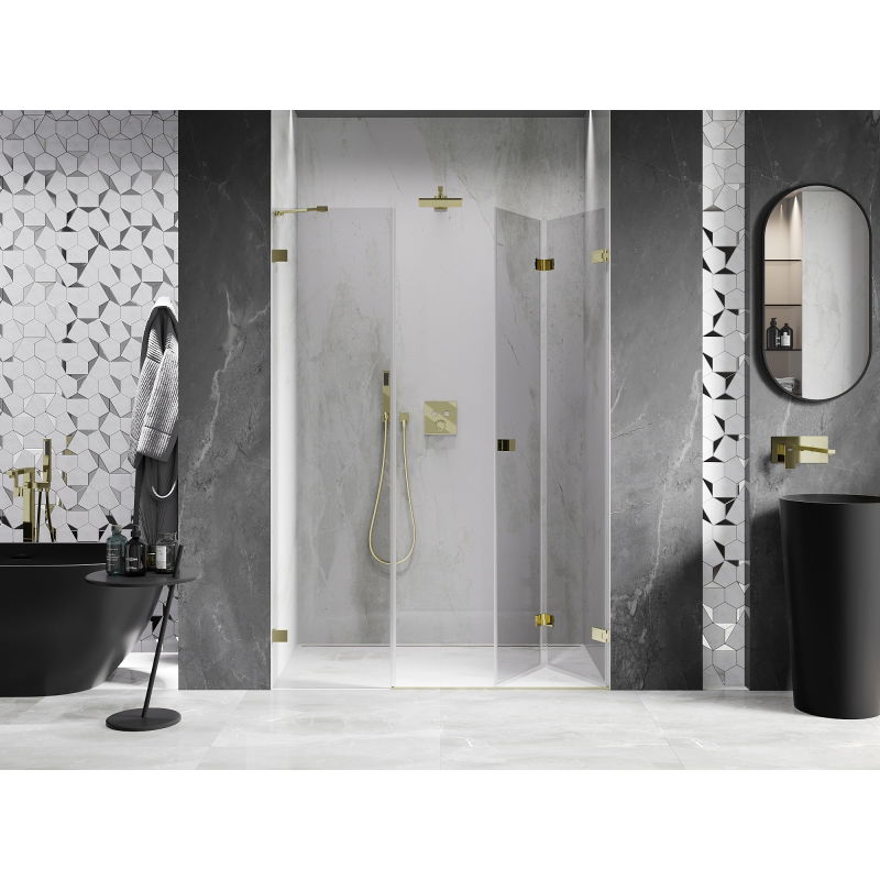 Mexen Lunar-F porte de douche pliantes droite 145 cm, transparentes, dorées - 836S-145-050-50-00-P