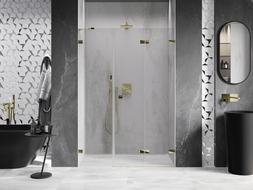 Mexen Lunar-F porte de douche pliantes droite 145 cm, transparentes, dorées - 836S-145-050-50-00-P